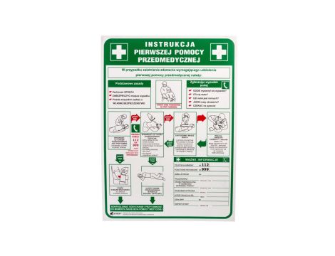 Tabliczka ostrzegawcza PCV /Instrukcja pierwszej pomocy przedmedycznej/ IB13/P