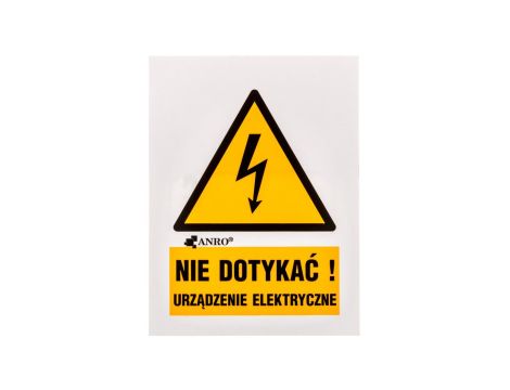 Samoprzylepna tabliczka ostrzegawcza /Nie dotykać urządzenie elektryczne 52x74/ 1EOA/Q1/F