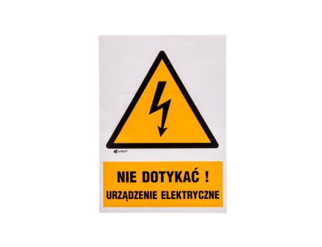 Samoprzylepna tabliczka ostrzegawcza /Nie dotykać urządzenie elektryczne 148x210/ 1EOA/Q4/F