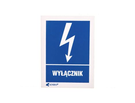 Samoprzylepna tabliczka ostrzegawcza /WYŁĄCZNIK 52X74/ 10EIA/Q1/F