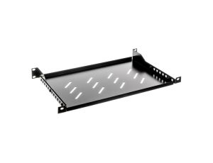 Półka do szaf 19 600mm czarna LANBERG (1U/483x300mm udźwig do 25kg, montaż 4 punktowy) AK-1004-B