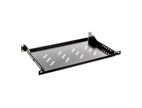 Półka do szaf 19 600mm czarna LANBERG (1U/483x300mm udźwig do 25kg, montaż 4 punktowy) AK-1004-B