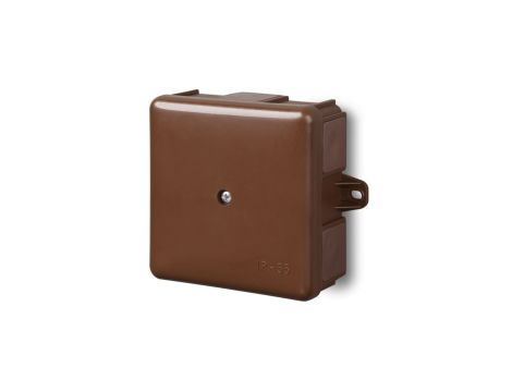 Puszka hermetyczna n/t 86x86x39mm z zaciskiem 5x2,5mm z uszami montaż. IP55 brązowa 0226-61