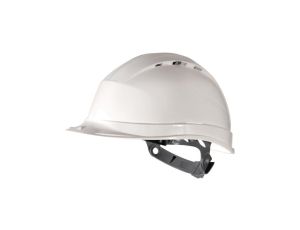 Hełm budowlany z polipropylenu wentylowany z regulacją płynną obwód głowy od 53 do 63 cm biały rozmiar REGULOWANY TETE QUAR1BC