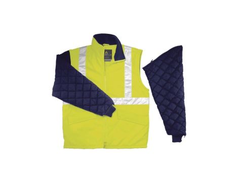 Bluza ocieplana ostrzegawcza z odpinanymi rękawami z poliestru 65 bawełny 35 kolor żółty fluo rozmiar XL CORP FREEWHVJAXG