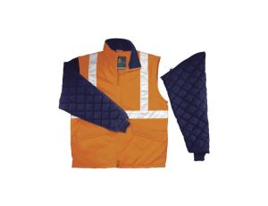 Bluza ocieplana ostrzegawcza z odpinanymi rękawami z poliestru 65 bawełny35 kolor pomarańczowy fluo rozmiar M CORP FREEWHVORTM