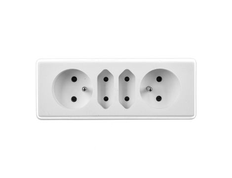 Gniazdo przenośne czterokrotne 16A 2x2P+Z + 2xEuro 250V białe GN-472