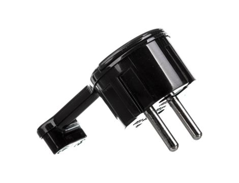 Wtyczka kątowa ULTRA PŁASKA 16A 2P+Z 250V z uchwytem czarna WT-16UP