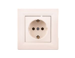 Gniazdo pojedyncze Asfora z/u SCHUKO kremowe z ramką EPH2900123