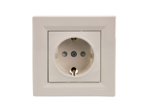 Gniazdo pojedyncze Asfora SCHUKO z przesłonami krem z ramką EPH2900223