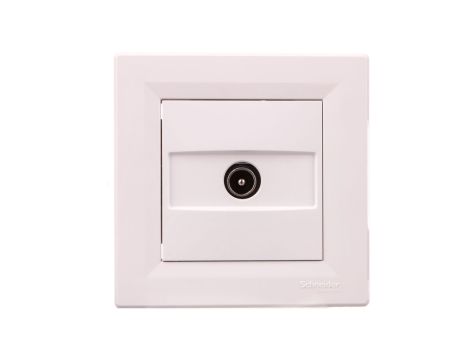 Gniazdo antenowe Asfora TV przelotowe (4db) białe z ramką EPH3200221