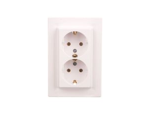 Gniazdo podwójne Asfora SCHUKO białe z ramką EPH9900121