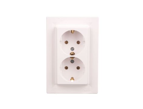 Gniazdo podwójne Asfora SCHUKO białe z ramką EPH9900121