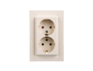 Gniazdo podwójne Asfora SCHUKO kremowe z ramką EPH9900123