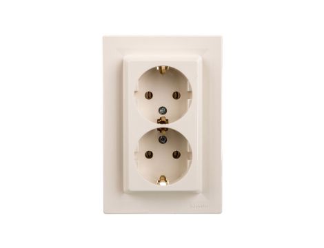 Gniazdo podwójne Asfora SCHUKO kremowe z ramką EPH9900123