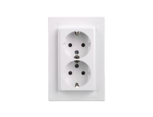 Gniazdo podwójne Asfora z/u SCHUKO 2P+Z białe (diy) z ramką EPH9901121