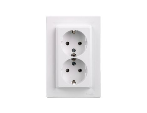 Gniazdo podwójne Asfora z/u SCHUKO 2P+Z białe (diy) z ramką EPH9901121
