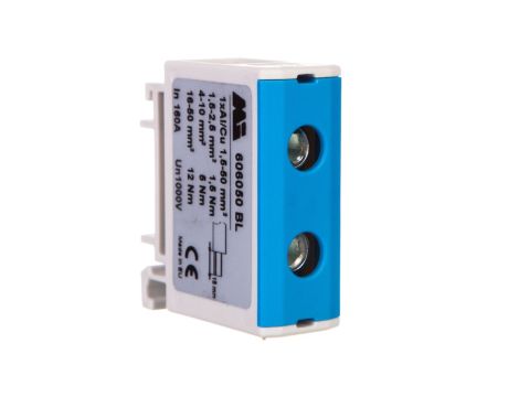 Złączka szynowa 1-torowa 1,5-50mm2 szaro-niebieska EURO OTL 50 1xAl/Cu 606050 BL 606050BL