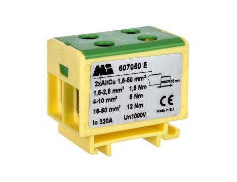 Złączka szynowa 2-torowa 1,5-50mm2 żółto-zielona EURO multiOTL 50 2xAl/Cu 607050 E
