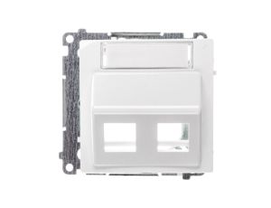 Simon Basic Pokrywa gniazda teleinformatycznego podwójna z polem opisowym biała BMGKS2P.01/11
