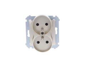 Simon 54 Nature Gniazdo podwójne z/u 16A 250V z przesłonami złoty DGZ2MZN.01/44