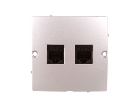 Simon Basic Gniazdo komputerowe podwójne RJ45 kat. 5e srebrny mat BMF52.02/43