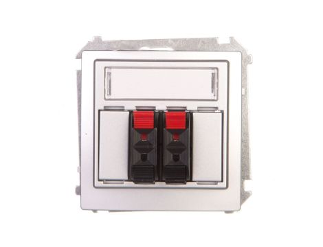 Simon Basic Gniazdo głośnikowe podwójne srebrny mat BMGL3.01/43