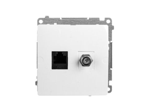Simon Basic Gniazdo antenowe typu F + komputerowe RJ45 kat.6 białe BMAFRJ45.01/11