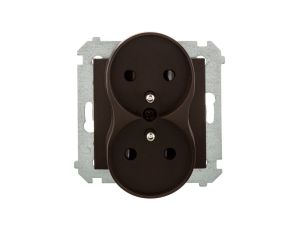 Simon 54 Nature Gniazdo podwójne z/u z przesłonami brąz mat DGZ2MZN.01/46