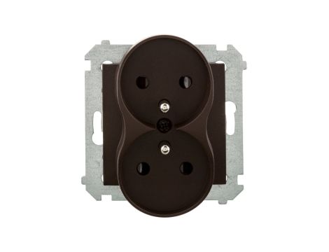 Simon 54 Nature Gniazdo podwójne z/u z przesłonami brąz mat DGZ2MZN.01/46
