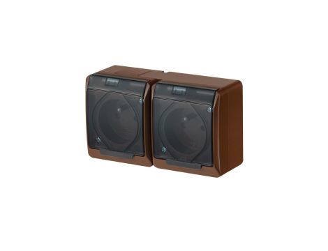 Hermes Gniazdo hermetyczne podwójne z/u 16A IP44 brązowe GNT 0322-05