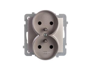 AS Gniazdo podwójne z/u satyna light GP-2GRZ/m/45