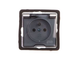 AS Gniazdo bryzgoszczelne z/u IP44 klapka przezroczysta srebro GPH-1GZ/m/18/d