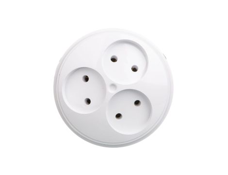 Rozgałeźnik wtyczkowy 3x2P okrągły biały R-35