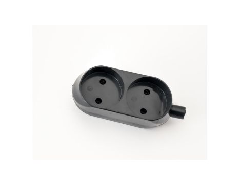 Gniazdo przenośne dwukrotne 16A 2P 250V czarne GN-260