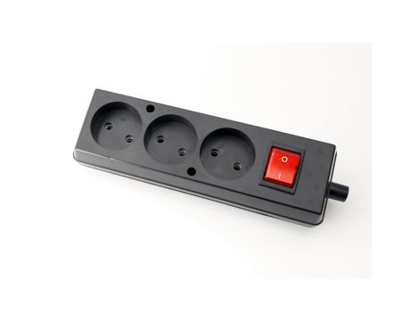 Gniazdo przenośne trzykrotne 16A 2P 250V z wyłącznikiem czarne GN-360