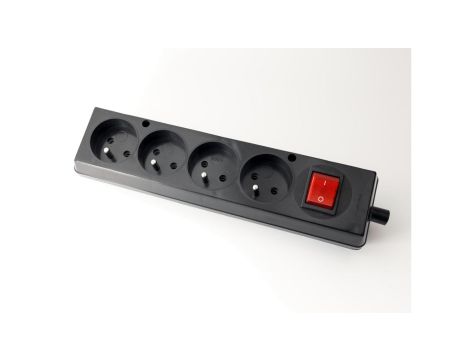 Gniazdo przenośne czterokrotne 16A 2P+Z 250V z wyłącznikiem czarne GN-470WS