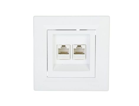 Gniazdo komputerowe Asfora podwójne 2xRJ45 kat.6 białe z ramką EPH4800121