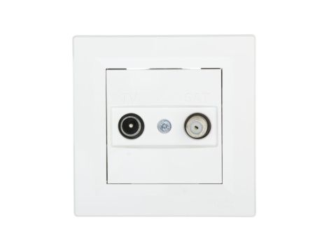 Gniazdo antenowe Asfora TV-SAT końcowe 1dB białe z ramką EPH3400121