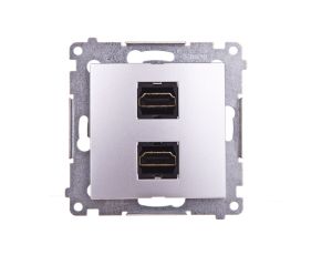Simon 54 Gniazdo podwójne HDMI srebrny mat DGHDMI2.01/43