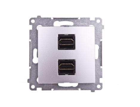 Simon 54 Gniazdo podwójne HDMI srebrny mat DGHDMI2.01/43