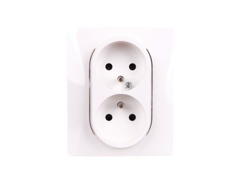 NILOE Gniazdo podwójne z/u kompaktowe 16 A 250V z przesłonami białe 764541