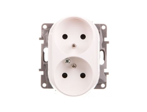 NILOE Gniazdo podwójne z/u do ramek wielokrotnych z przesłonami białe 764542