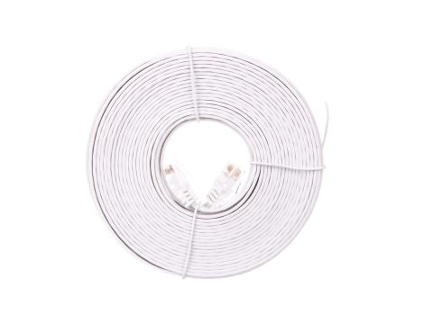 Kabel krosowy płaski patchcord U/UTP kat.5e biały 10m 93363