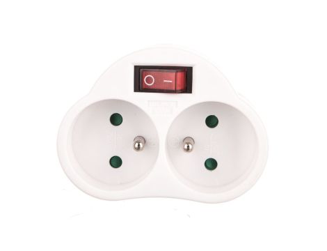 Rozgałęźnik wtyczkowy 2-gniazda z/u biały P0062