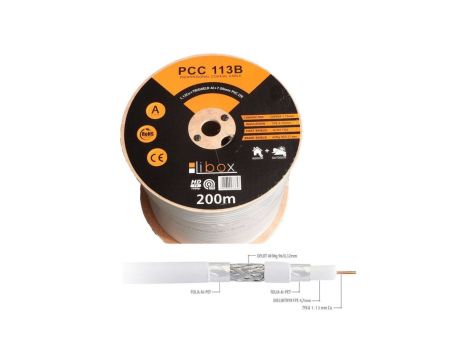 Przewód koncentryczny SAT 1,13/4,7 LIBOX reakcja na ogień Eca PCC113B /200m/