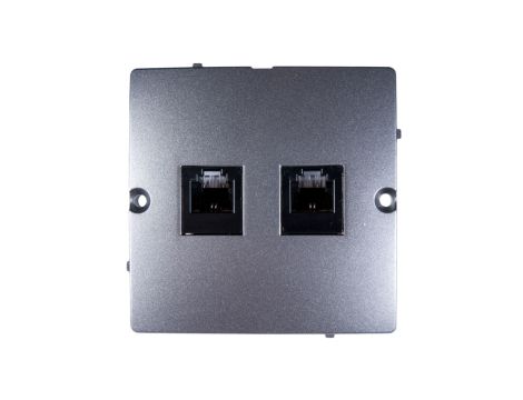 Simon Basic Gniazdo telefoniczne podwójne 2xRJ11 stal inox BMTF2.02/21
