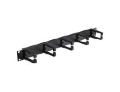 Organizator kabli z uchwytami plastikowymi x5 19 cali 1U czarny RK.OK.00065