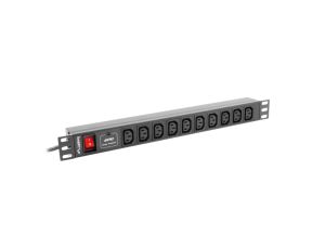 Listwa zasilająca RACK PDU 1U 10A 10xIEC C13 2m czarna C14 PDU-10I-0200-IEC-BK