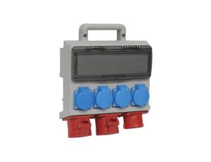 Rozdzielnica budowlana elCASE W16-0204 IP44, wtyk tablicowy CEE 16A-5P, gniazda: 4x GK 230V 16A, 2x CEE 16A 35200000